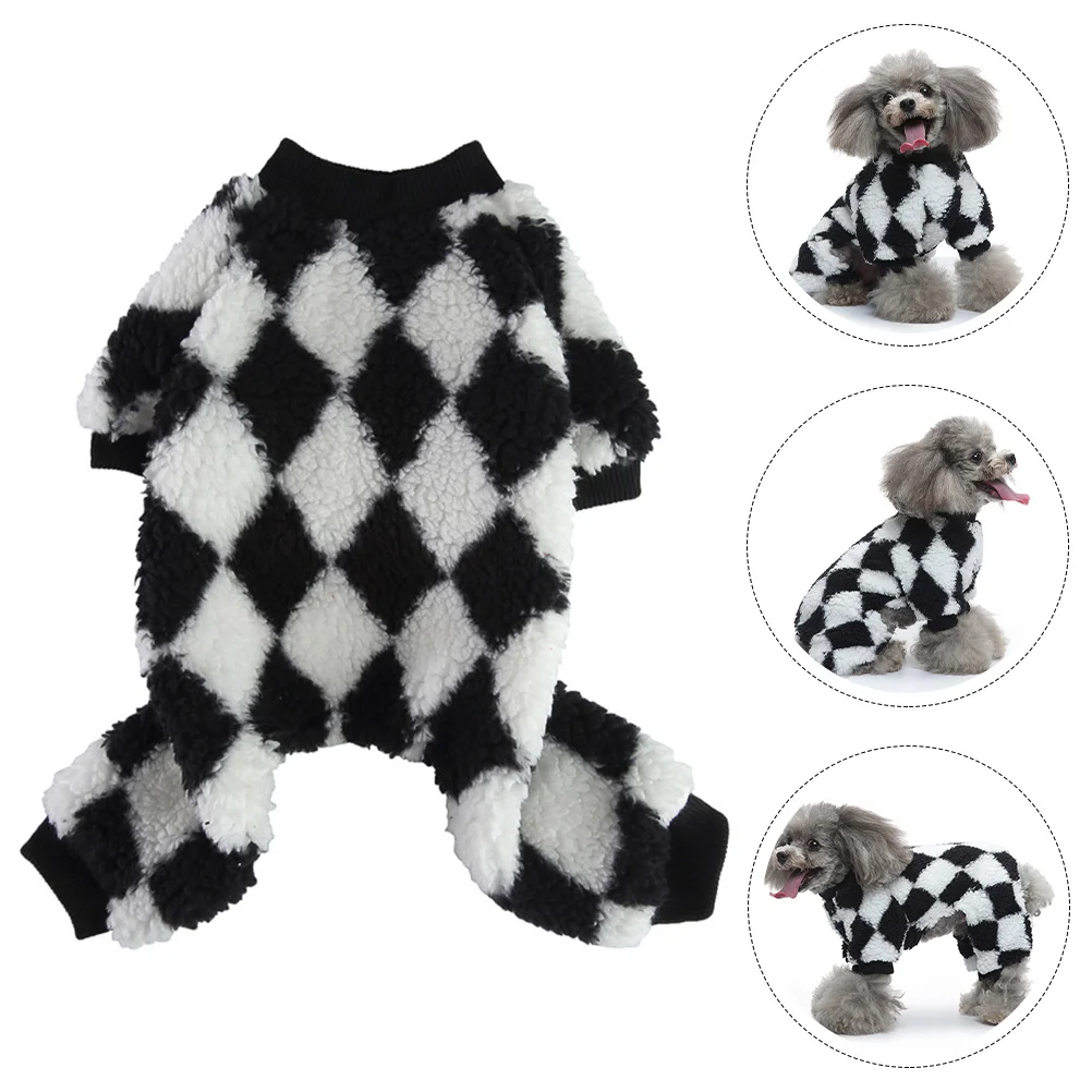 

Dog Clothes Pet Puppy Pajamas Winter Apparel Costumes Doggie Costumeoverall Sweater Plaid Checkered Sleepwear Onesiefleece Shirt