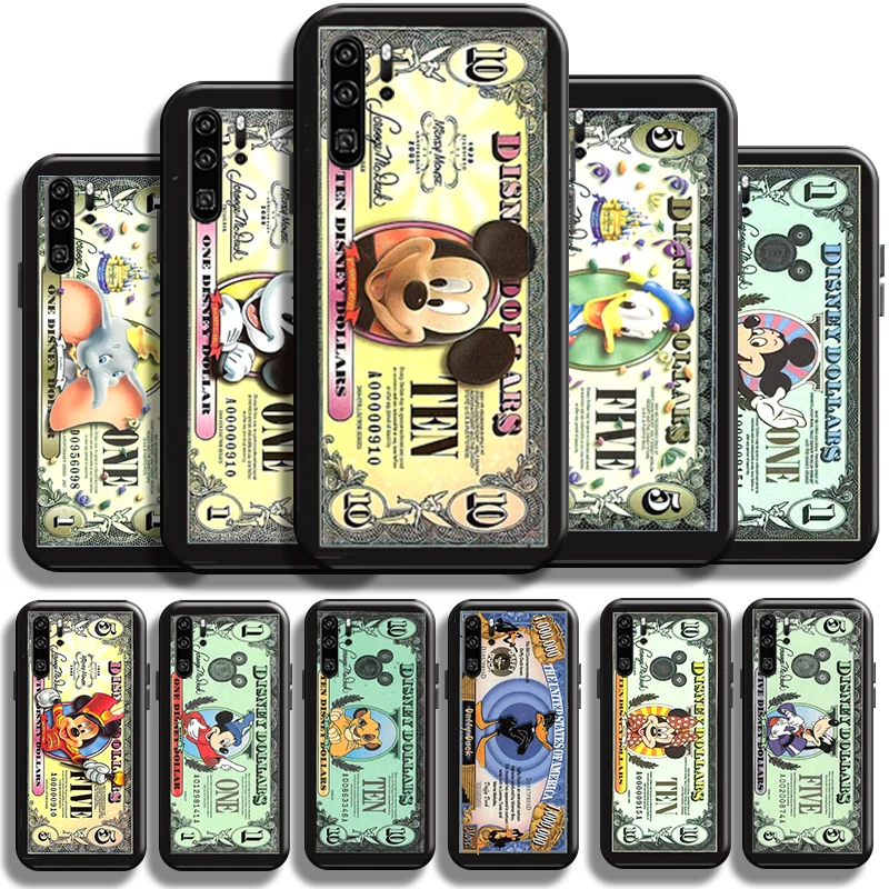 

Disney Luxury Mickey Dollar For Huawei P30 P30 Lite P30 Pro Phone Case Black Back Carcasa Coque Full Protection Soft Cover