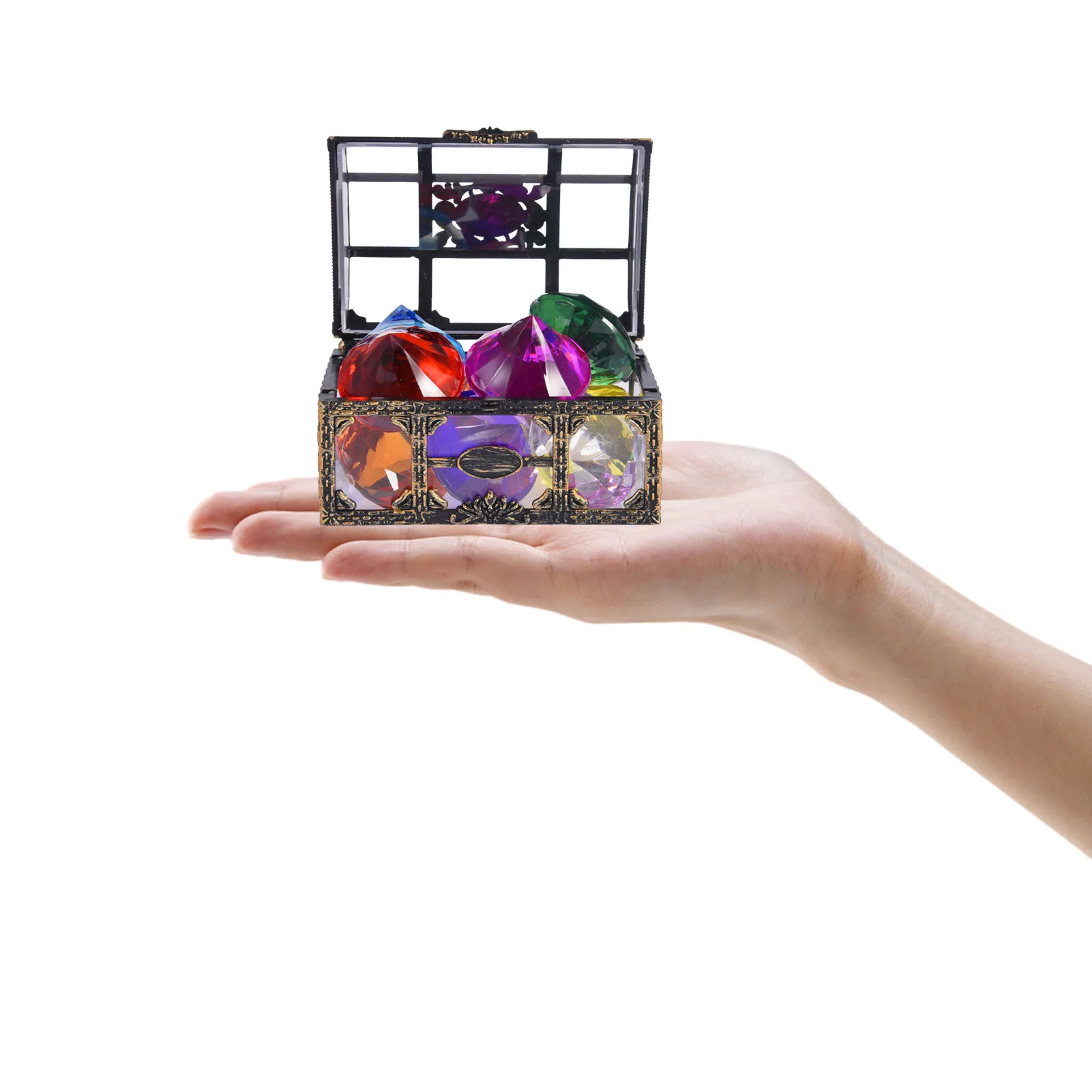 

10 Pcs Diving Gem Toy For Pools Colorful Diamonds Toy Set With Big Treasure Box For Kids Summer Underwater Swimming Toy Set For