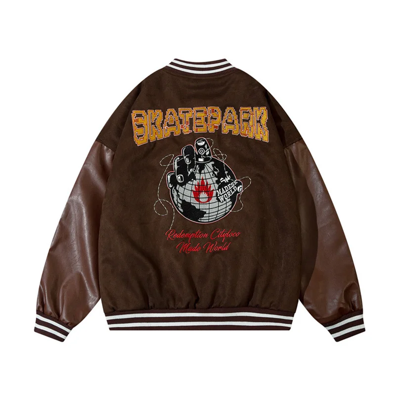 Осенняя бейсбольная куртка для мужчин и женщин оверсайз в стиле High Street С Вышивкой