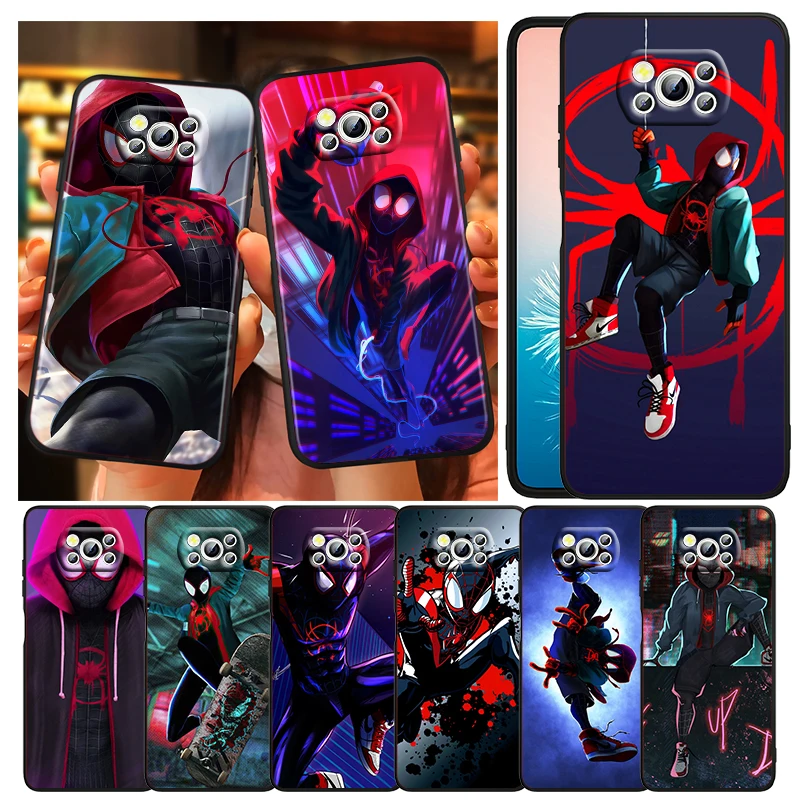 

Marvel Super Spiderman For Xiaomi Civi Mi Poco X4 X3 NFC F3 GT M4 M3 M2 X2 F2 Pro C3 4G 5G Soft TPU Cover Black Phone Case