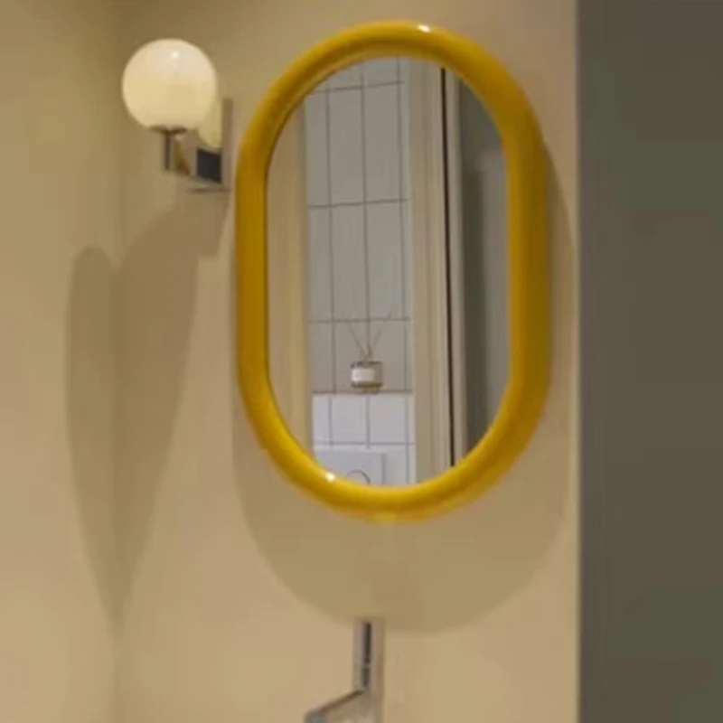 

Овальное зеркало для туалетного столика, настенное висячее зеркало для ванной комнаты, современный дизайн, светильники, зеркало для туалетного столика, деревянная рама, настенное украшение