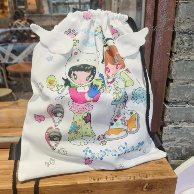 Лолита японский мультфильм шикарный рюкзак на шнурке женский Y2K прозрачный DIY