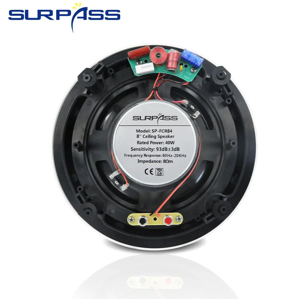 Пыленепроницаемый потолочный динамик 8 дюймов 40 Вт двухсторонний встраиваемый