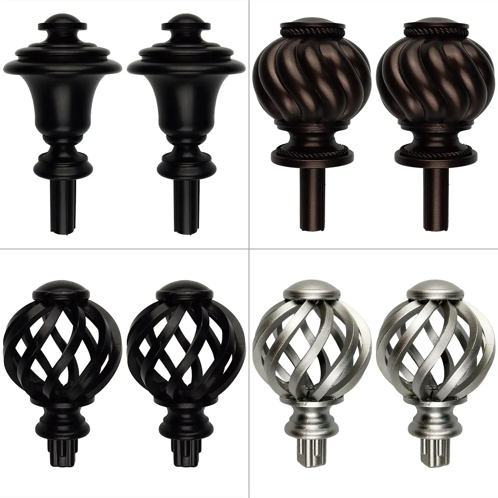 

2Pcs Window Curtain Rod Ends Finials 3/4 inch Accessories for Living Room