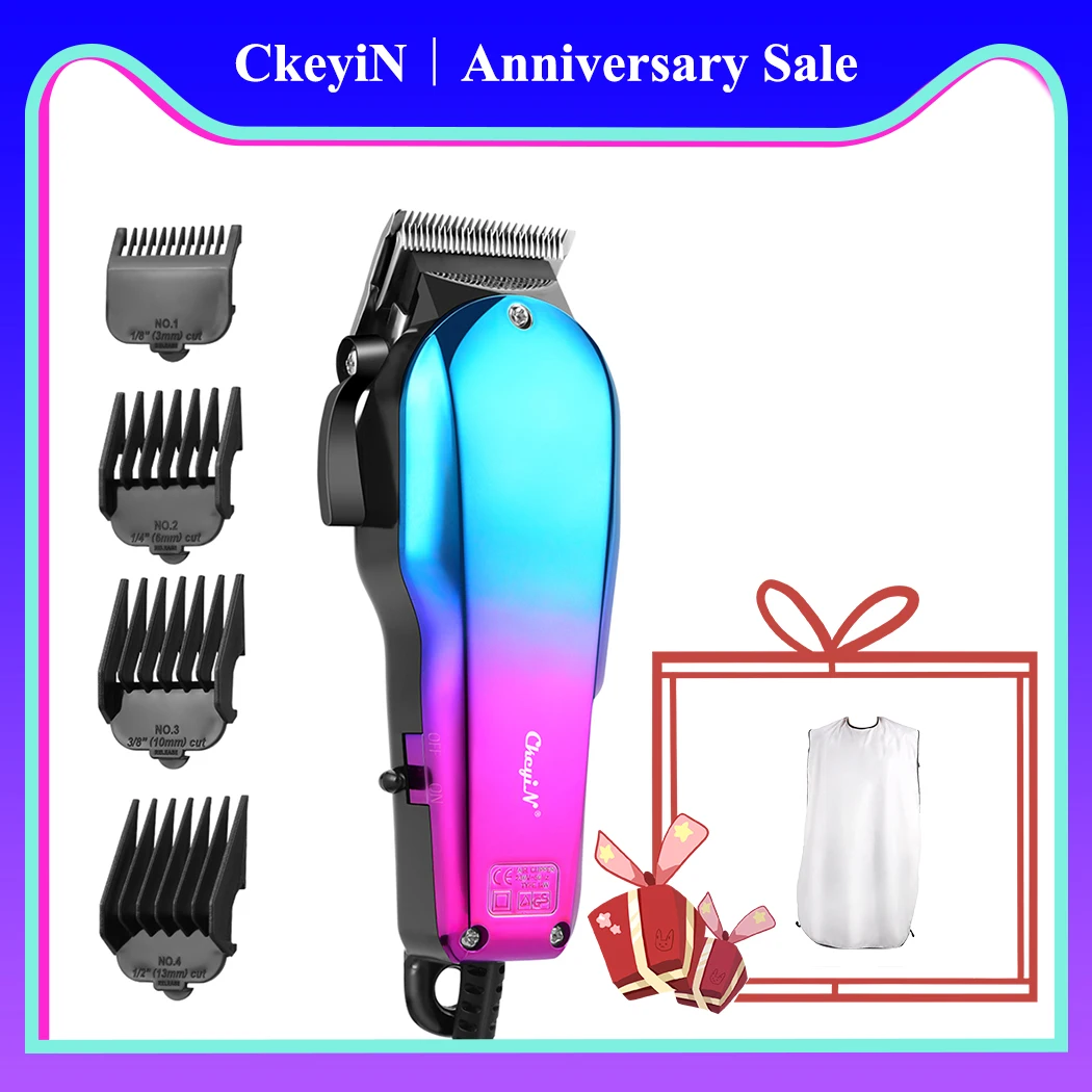

Машинка для стрижки волос Ckeyin Мужская электрическая, мощный триммер с 4 настраиваемыми волосами