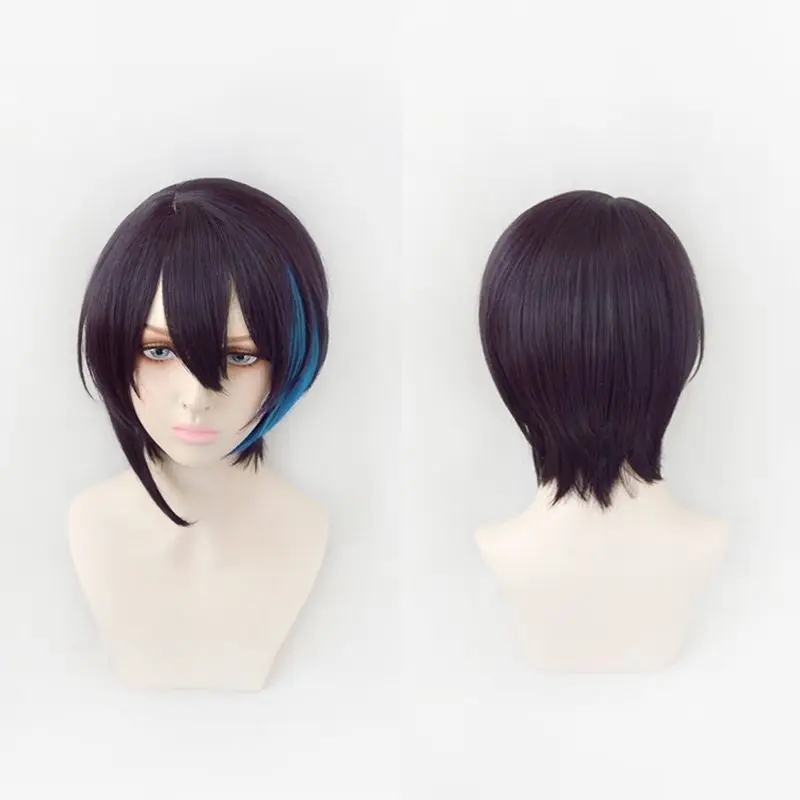 

Youtuber Vtuber Mayuzumi Kai Myy Short Black Purple Mixed Cosplay Wigs Halloween Party Play Role Accessories