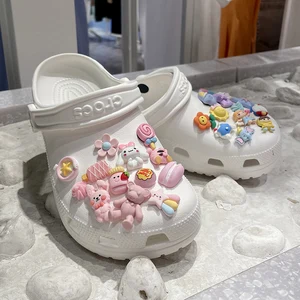 Hot Sale New Designer Croc Charms DIY Deco for Clogs Cartoon Girl Rabbit Biscuit Cute Shoes Accessor