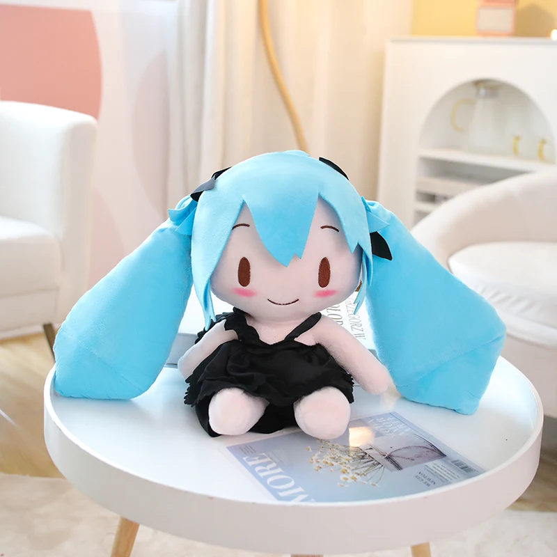 

28cm Cartoon Blue Hair Girls Plush Doll Hatsune Anime Figure Stuffed Plushies Toy Cute Soft Kids Toys Girls Kawaii Room Decor