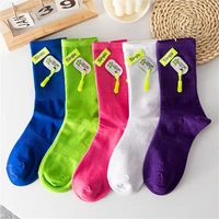 autumn and winter candy color pure cotton high quality pull ring japanese trend labeling sports socks