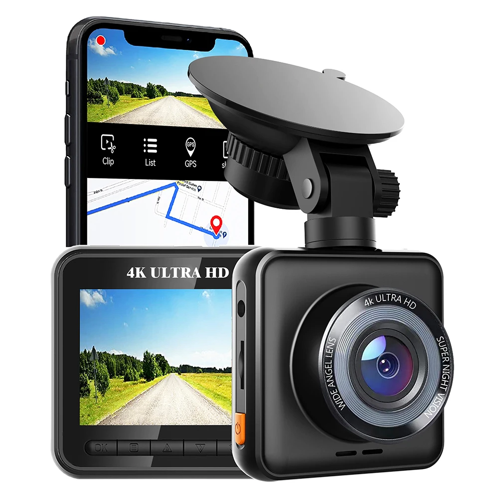 

4K IPS Dashcam Car Camera Portable DVR Recorder Dash Cam Loop Recording Night Vision Built-In Wi-Fi WDR Motion Detection