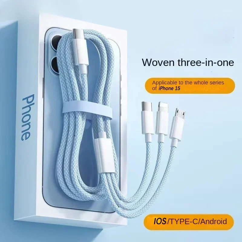 Фото Кабель USB C — Type C, 100 Вт, кабель для зарядного устройства, кабели 3 в 1, для iPhone 15 Huawei Samsung, провод 5A, кабель для быстрой зарядки, кабель для передачи данных типа C №5