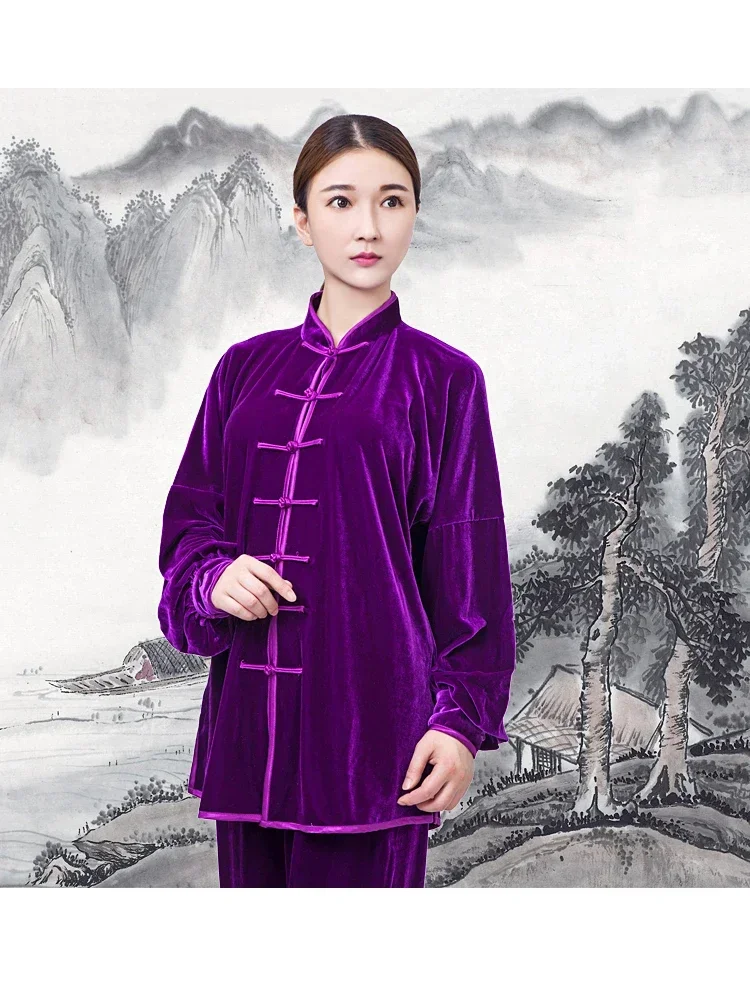 Зимняя одежда для боевых искусств бархатная густого кунг-фу вышивка с драконом