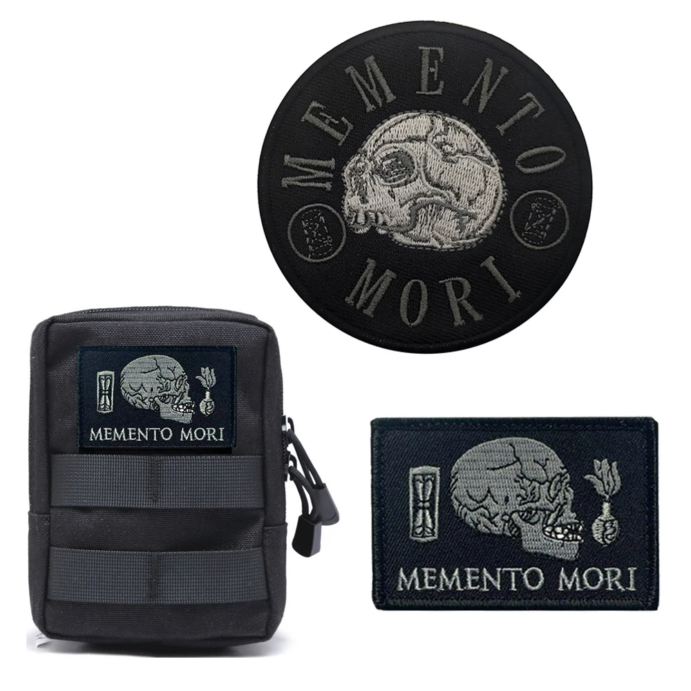 

Skull Warning Embroidery Patch Memento Mori Hook&Loop Armband Tactical Morale Badge Clothing Accessories Applique Cloth Stickers