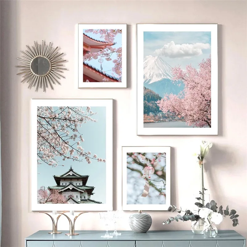 

Peach Blossom Himeji Castle Sensoji Temple Mount Fuji Japan Wall Art Canvas Painting Poster Living Room Decoration Home Decor