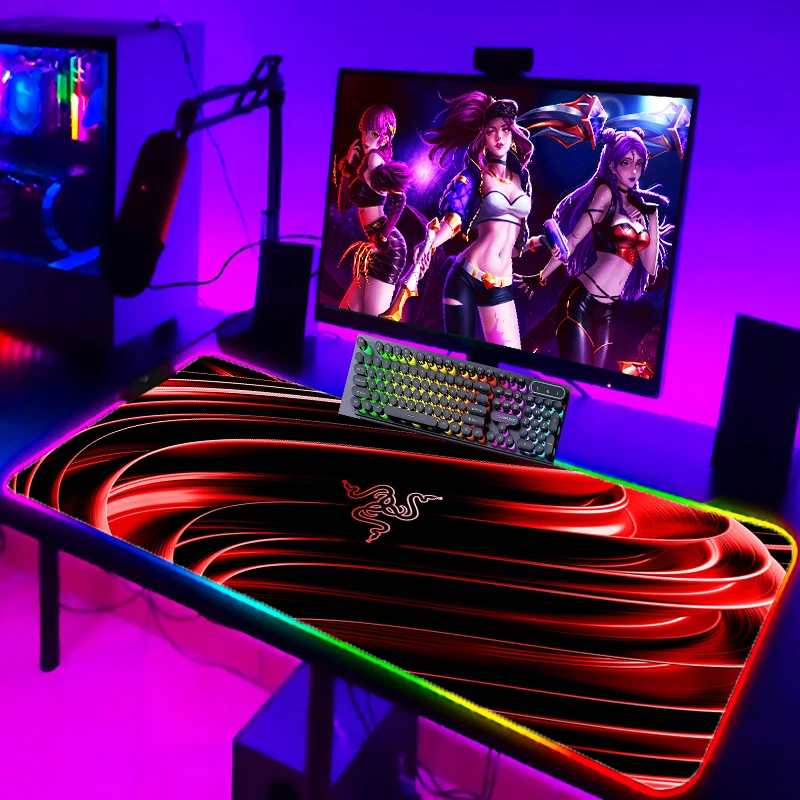 

Cool Gaming Mouse Pad RGB LED Light Desk Mat XXL Computer Mousepad New RAZER Backlight Keyboard Cover Table Mause Carpet for LOL