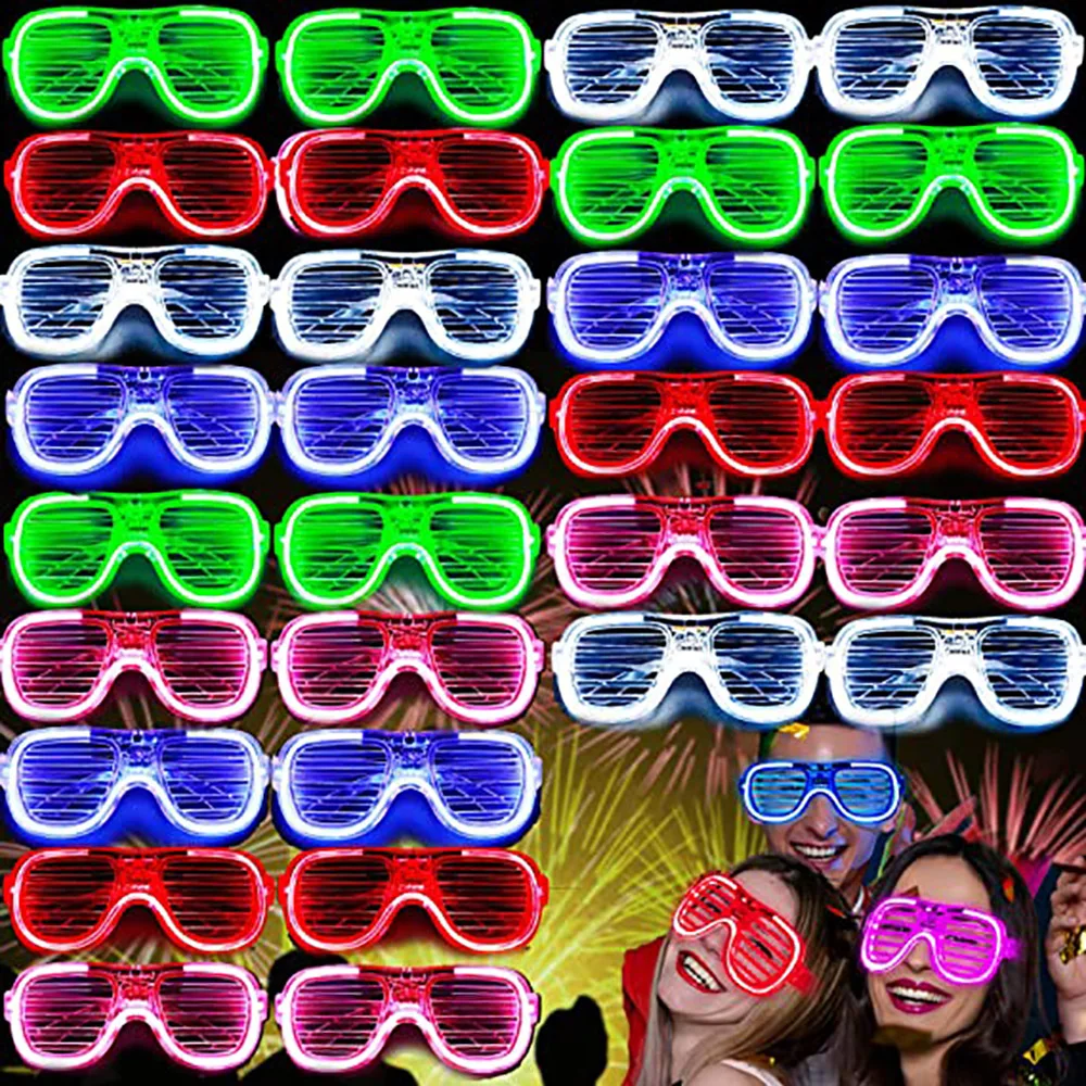 

5/10/20 Pieces LED Light Up Glasses Glow In The Dark Neon Party Supplies Glowing Sunglasses Chrismas New Year Party Favors