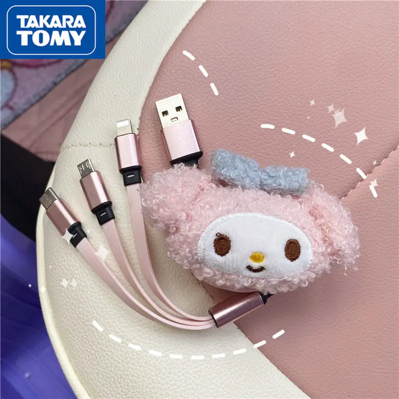 

TAKARA TOMY cute cartoon Hello Kitty car data cable one-to-three three-in-one charging cable applicable