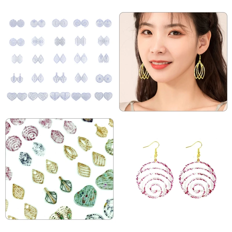 

Silicone Earring Mold Earring Resin Mold Epoxy Resin Casting Molds for Craft DIY Charms Pendant Earring Jewelry Making