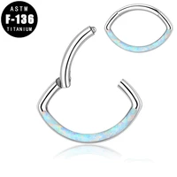 astm f136 titanium small nose rings opal cartilage piercing eye shaped septum clicker hinged segment helix earrings body jewelry