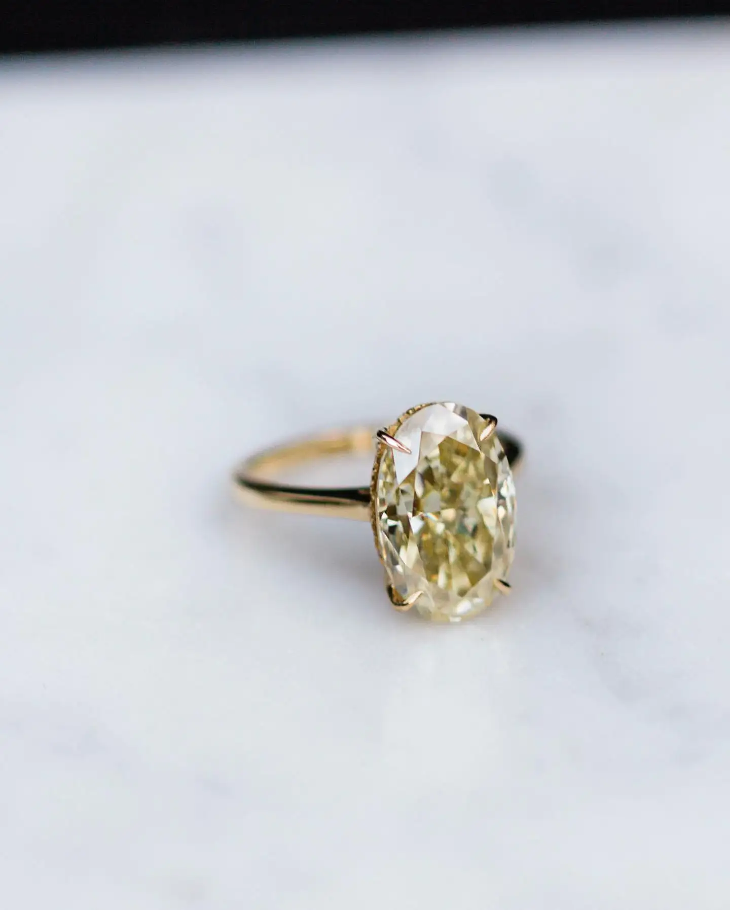 JOVOVASMILE Fancy Vivid Canary Moissanite Rings 8 Carat 14x9mm Crushed Ice Hybrid Oval 18k Yellow Gold Jewelry For Woman Wedding