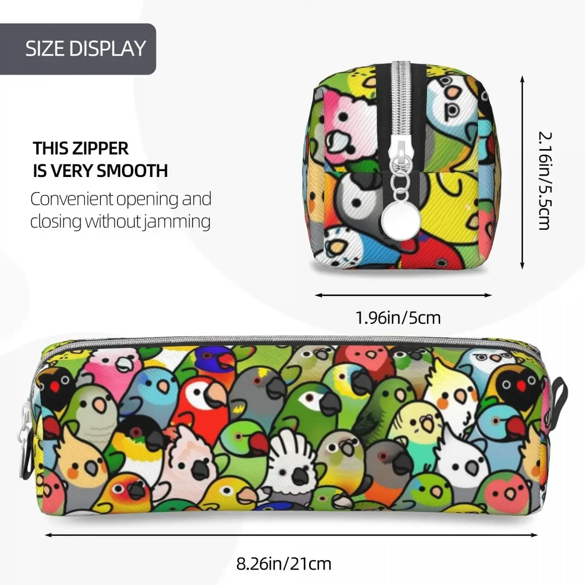 Пенал Everybirdy с радужными птицами футляр для ручек большой органайзер девочек и