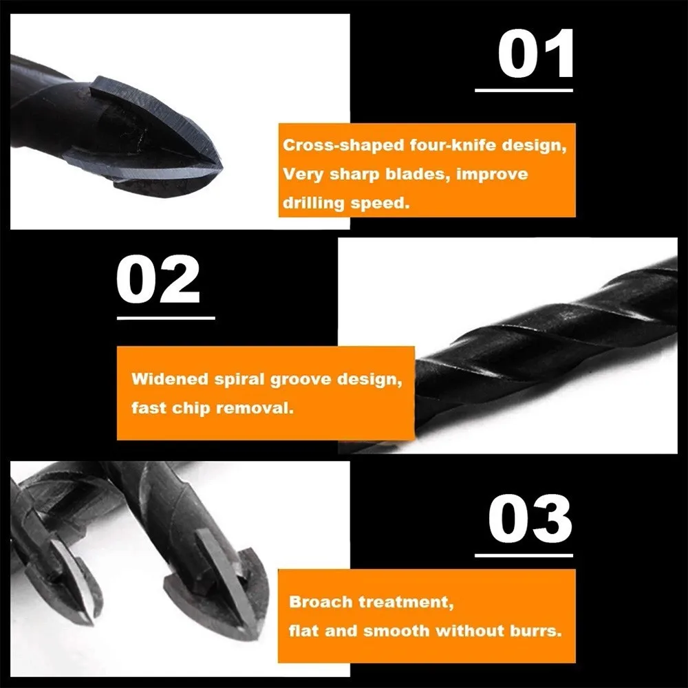 

5Pcs Cross Hex Tile Glass Ceramic Drill Bits Set Hard Alloy Triangle Porcelain Concrete Drill Bit Hole Opener For Wall