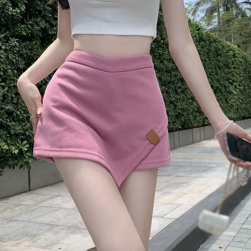 

Женские юбки с разрезом сбоку, универсальные нестандартные однотонные короткие юбки