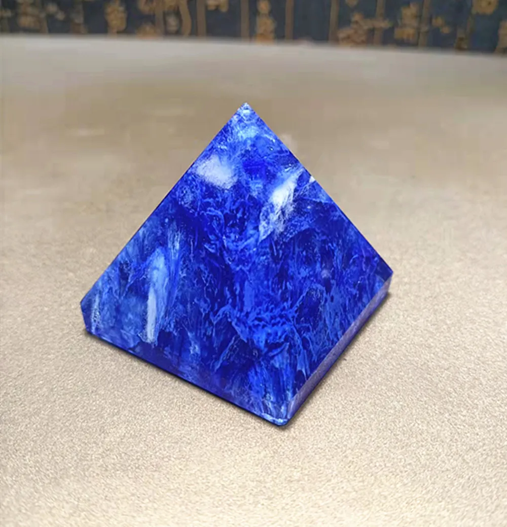 

50mm blue SMELT Quartz crystal pyramid POINT /Craft decoration Reiki gift healing