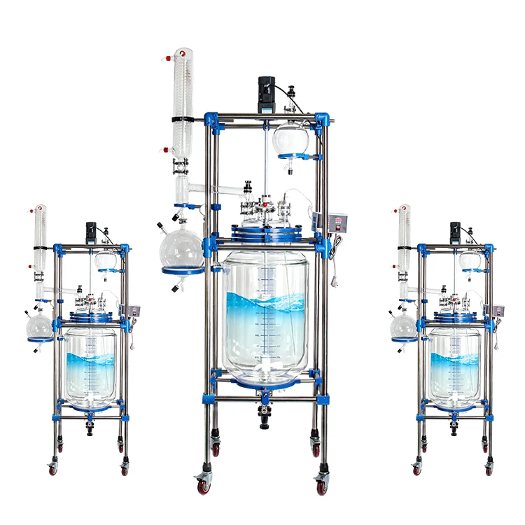 

jacketed reactor chemical lab vacuum continuous mixing heating tank reactors vessel 20l 30l 50l reflux filter glass reactor