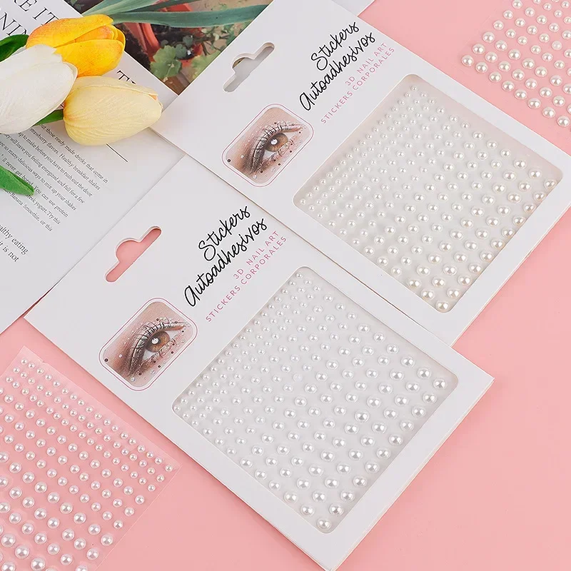 Самоклеящиеся украшения для лица с жемчугом 3/4/5/6 мм