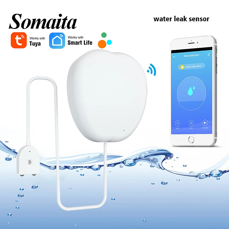 Somaita Tuya WIFI Water Leakage Sensor Residential Alarm Smart Home Security Protection Alarm System Wireless Remote Control