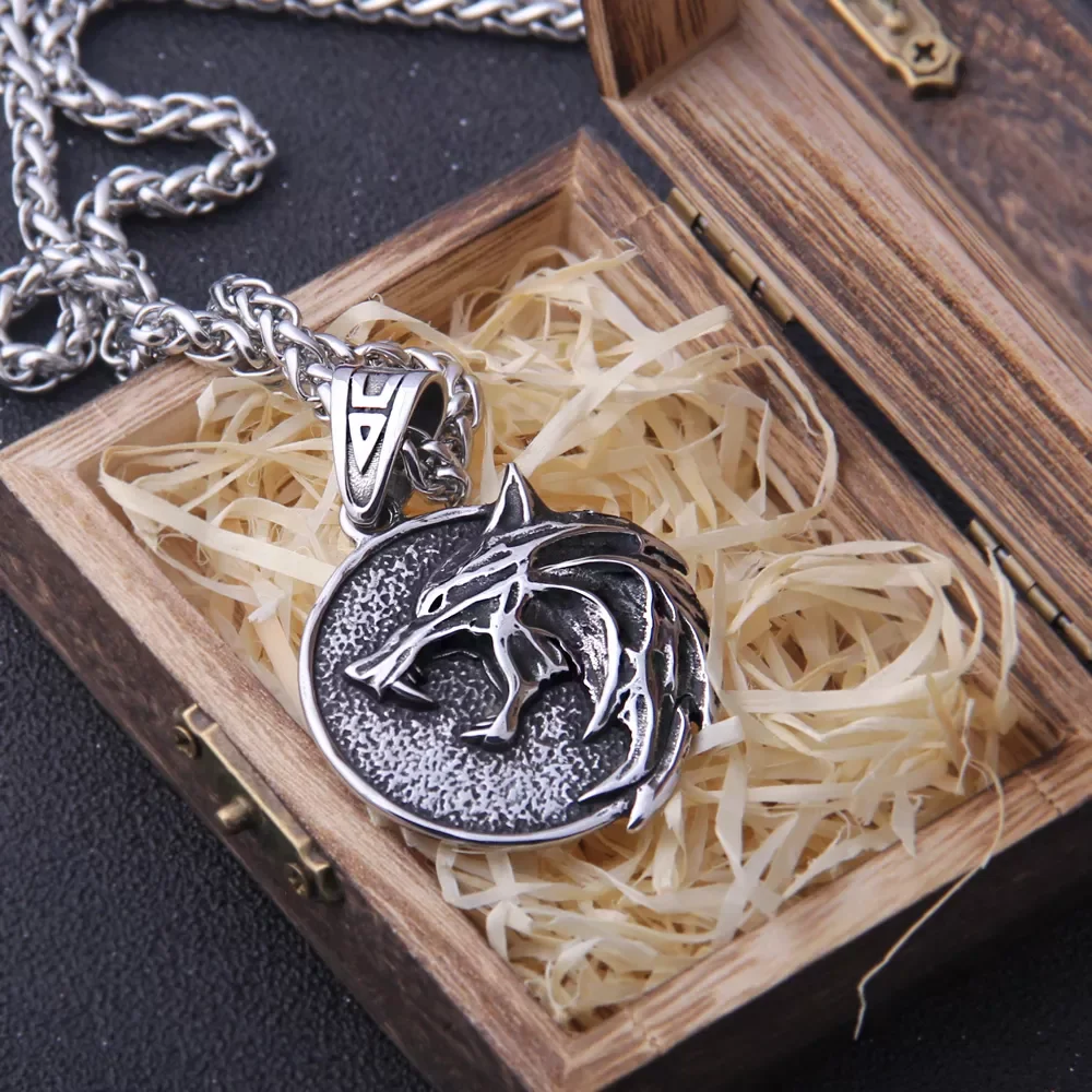 

New in Wizard wolf head pendant necklace for Geralt with a The Wild Hunt 3 Figure TV earrings christmas cheap items with free sh