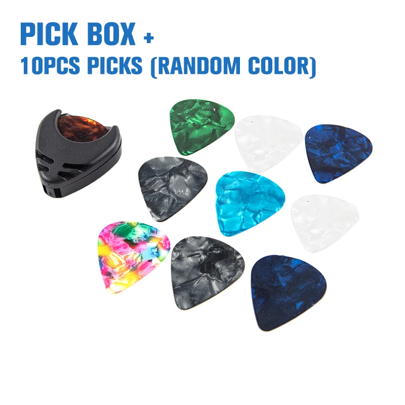 

10Pcs Guitar Pick Color Random + Guitar Pick Box ABS Plastic Easy Paste On The Stringed Instruments for Guitar Bass