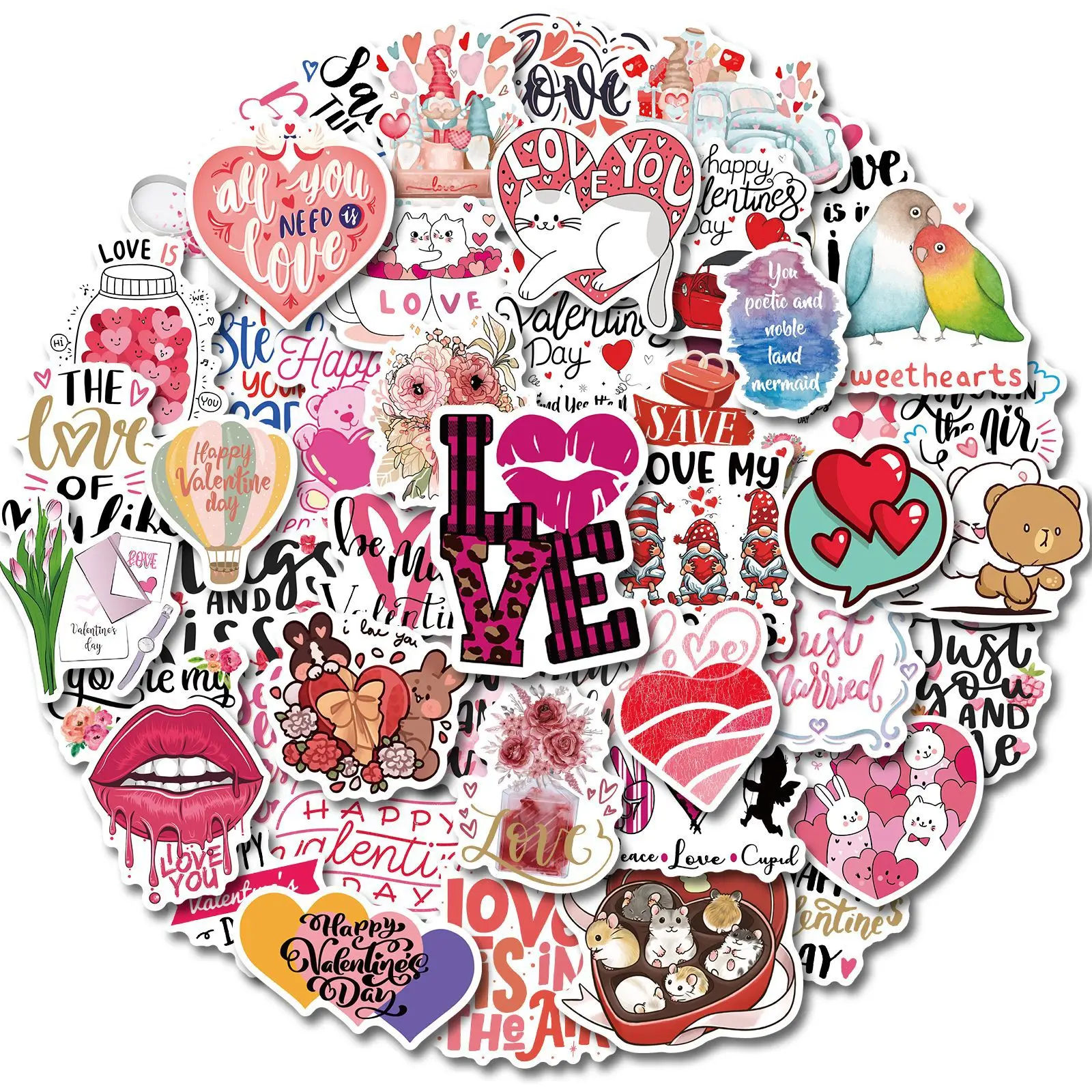 

50pcs Valentine's Day pink LOVE love romantic confession gift suitcase notebook scooter sticker