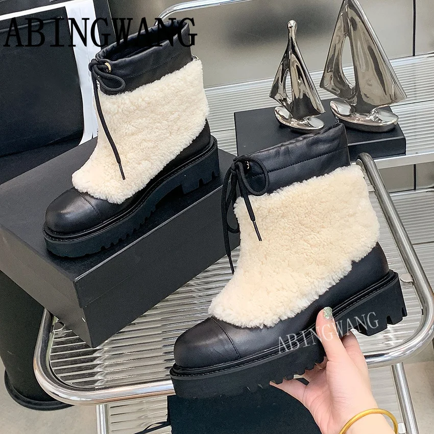 Женские ботильоны на толстой подошве с круглым носком