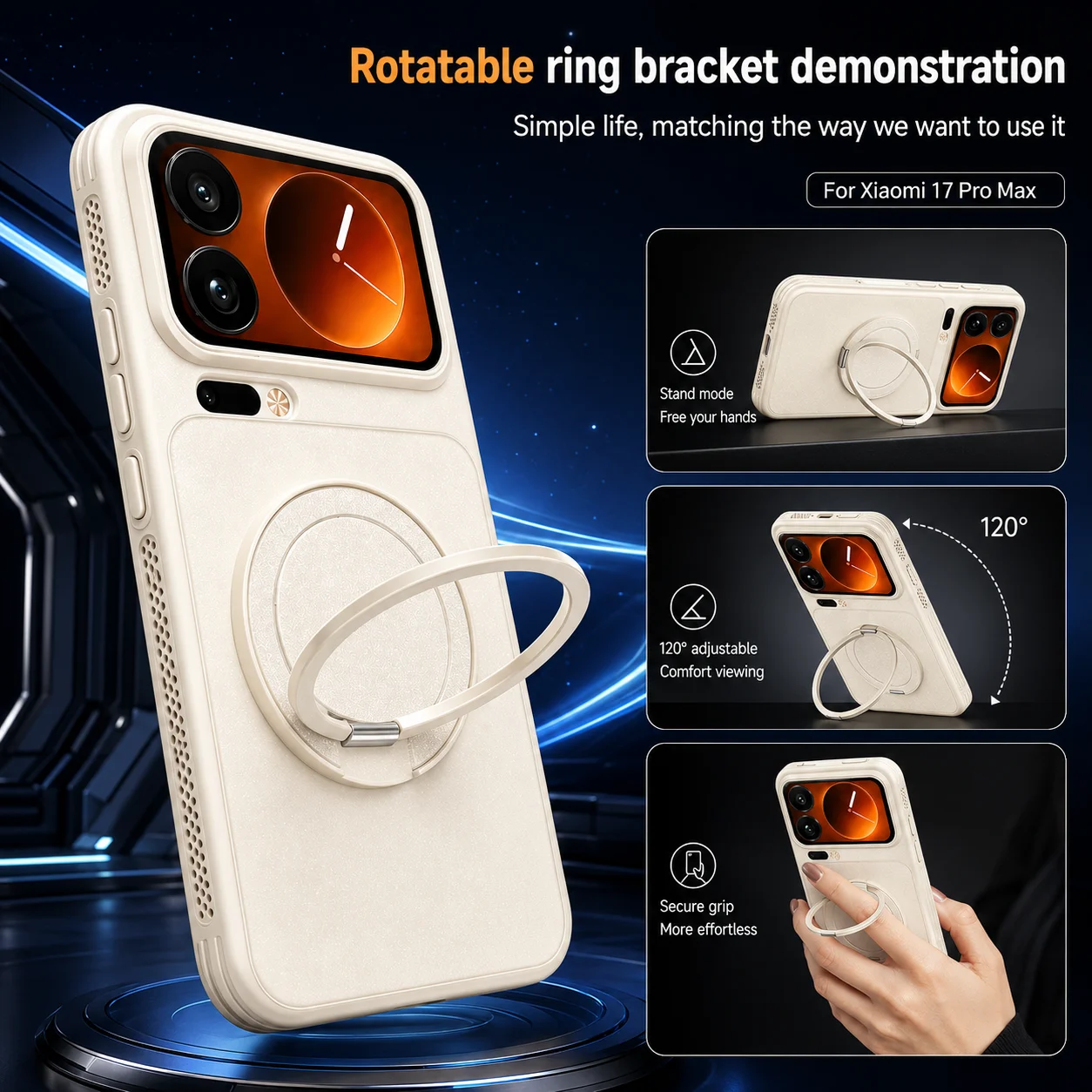 Фото Роскошный магнитный чехол для телефона с держателем для xiaomi 17 Pro Max/17pro/ Magsafe, чехол-бампер с рассеиванием тепла, чехол для xiaomi 17 №2