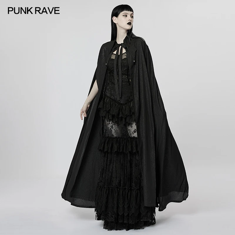 

PUNK RAVE Women's Gothic Cape Gorgeous Lapel Long Cloak Party Club Hallowmas Butterfly Collar Mystery Stage Performance Cape
