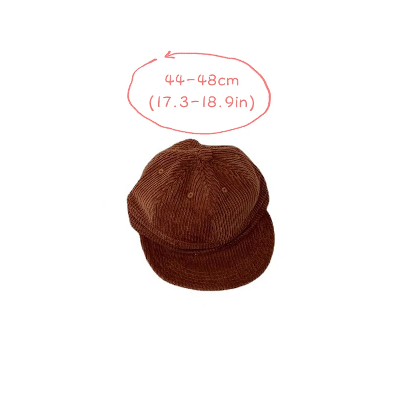 Детская бейсбольная кепка Осенняя однотонная Регулируемая Вельветовая шапка с