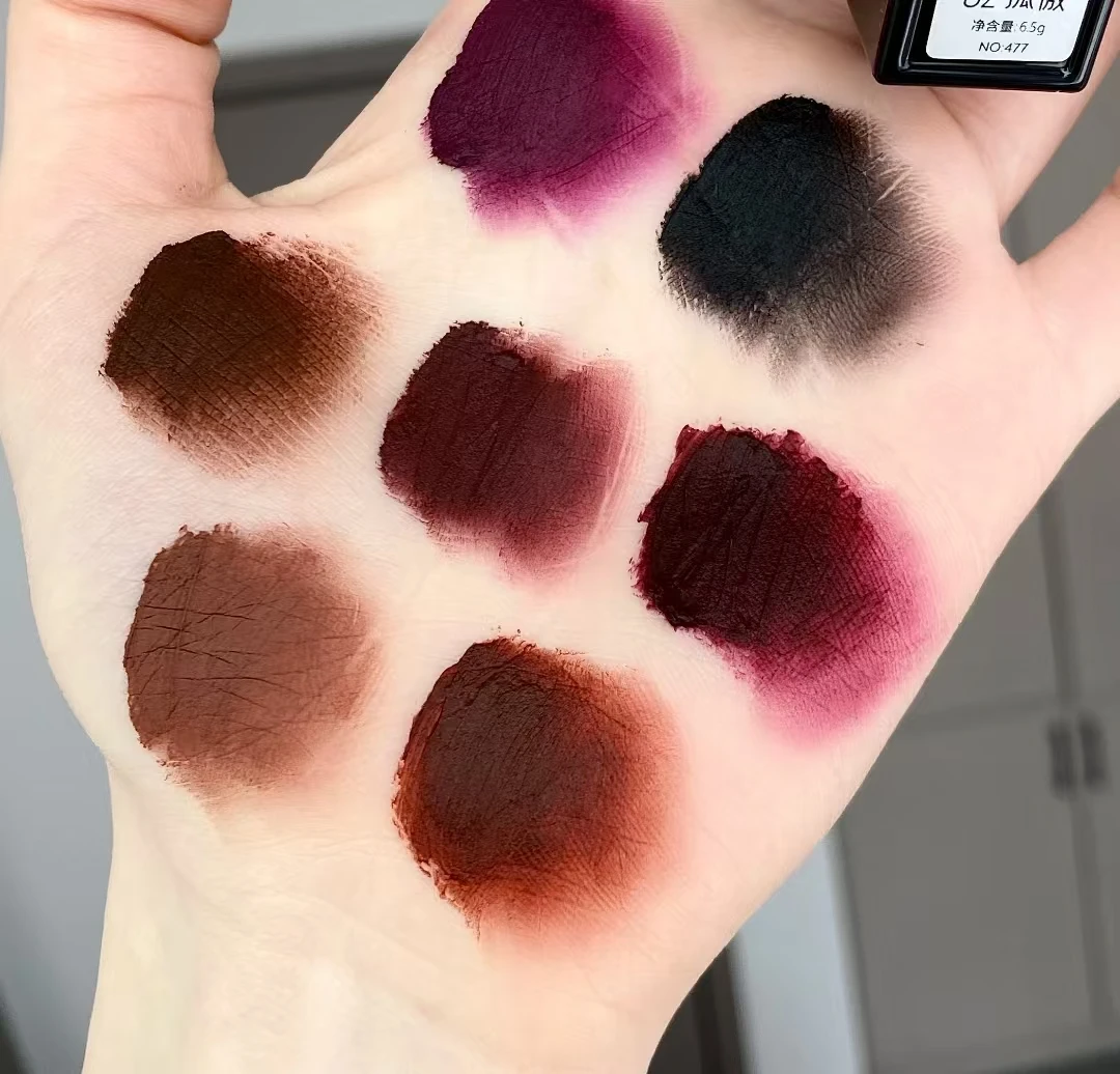 Фото CARMELA Губная помада Matte Velvet Nude Gothic Punk Smoky Lip Mud Высокие цвета губ Фиолетовый Черный Коричневый Fine Flash Lip Makeup 6,5 г №4