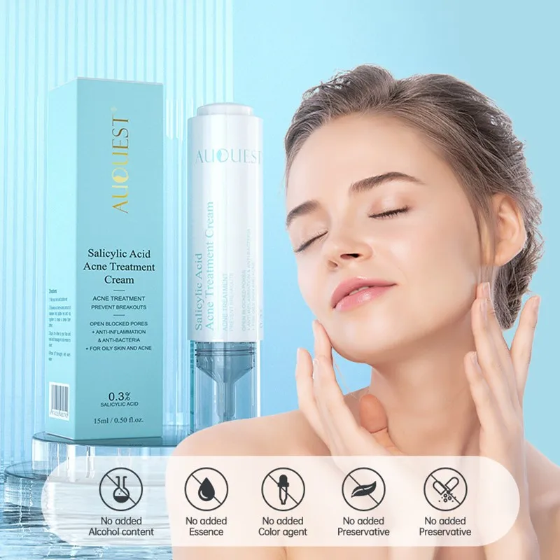 

15ML AUQUEST Salicylic Acid Acne Treatment Face Cream Anti-acne Gel Shrink Pores Moisturizing Serum Remove Blackheads Skin Care