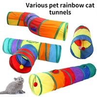 cat rainbow channel foldable cats tunnel color stitching cat litter interactive kitten toy pet sleeping bag pet supplies