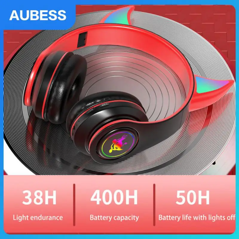 

Long Battery Life Wireless Headset Support Tf Card Game Earphones Super Long Standby Devil Luminous Headphones