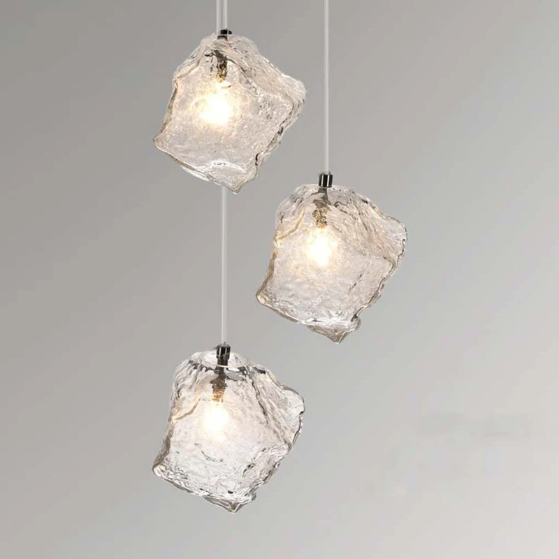 

Nordic Ice Cube Glass Pendant Lights Bedroom Suspension Luminaire Modern Led Dinning Lamp Bar Restaurant Hanging Light Fixtures