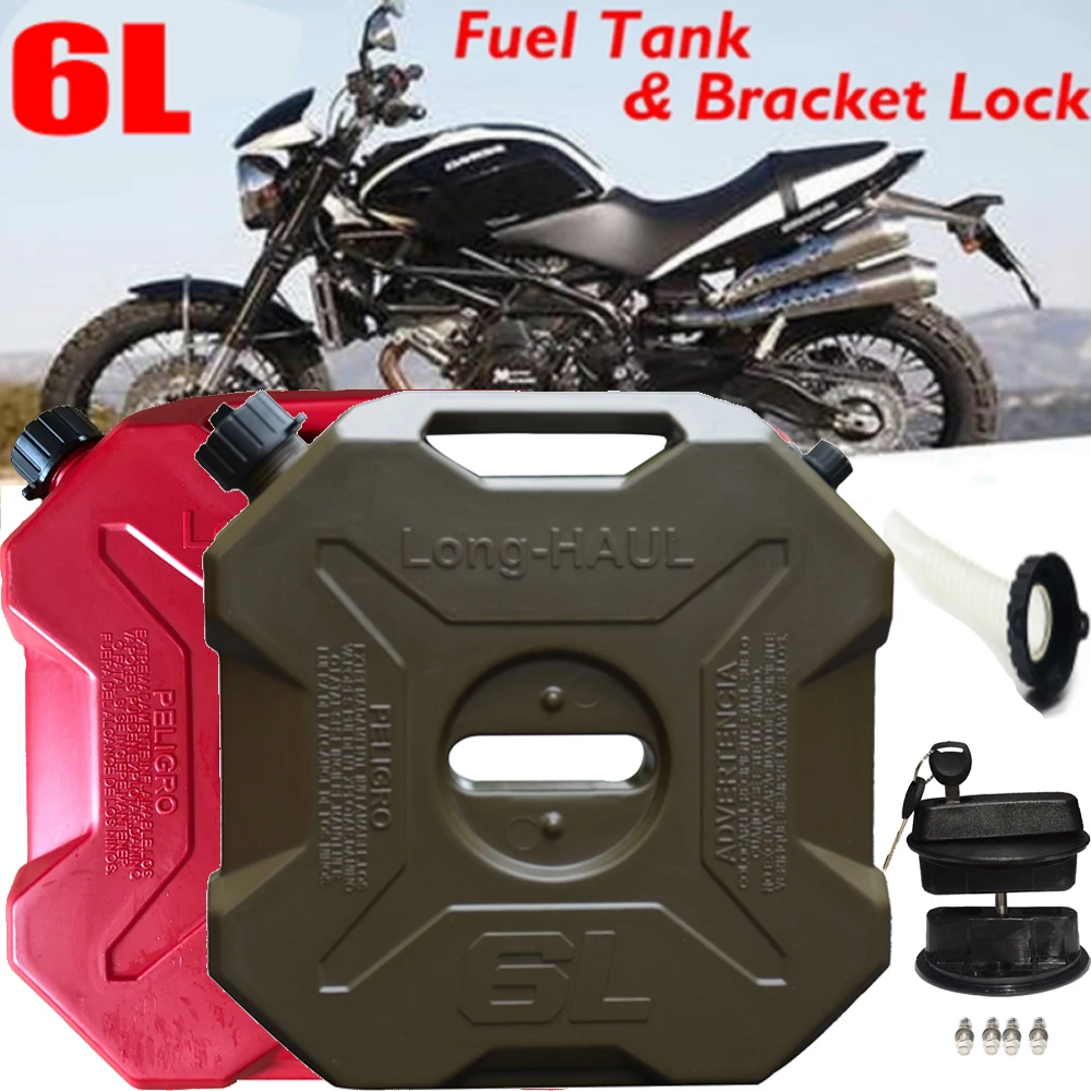 

6 Liters Fuel Tank Petrol Can Plastic Green Black Motorcycle Car 6L Backup ATV Portable With Mount Jerry Can UTV Oil Container