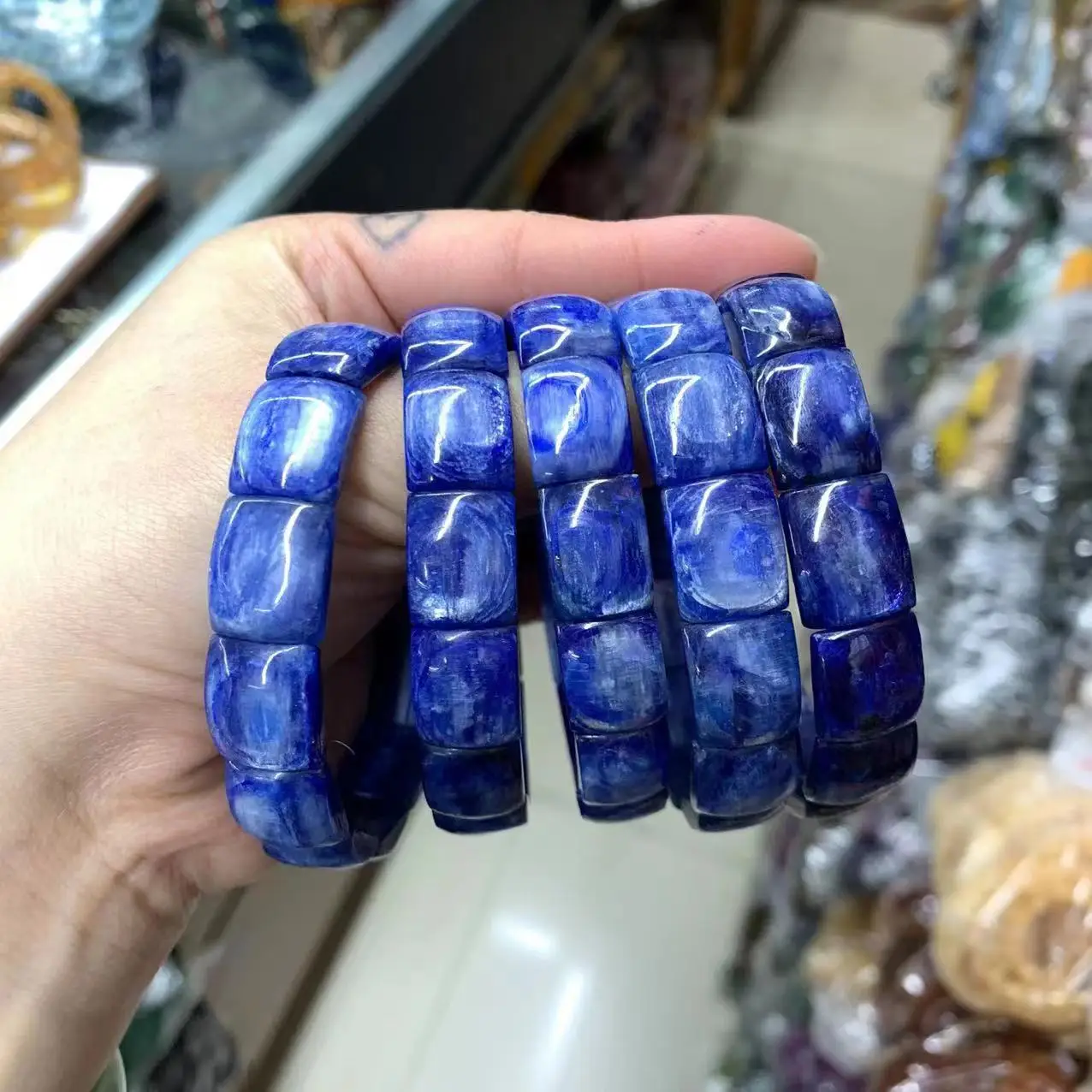 

Natural bluestone 11*15mm string jewelry men's and women's gift bracelets wholesale!