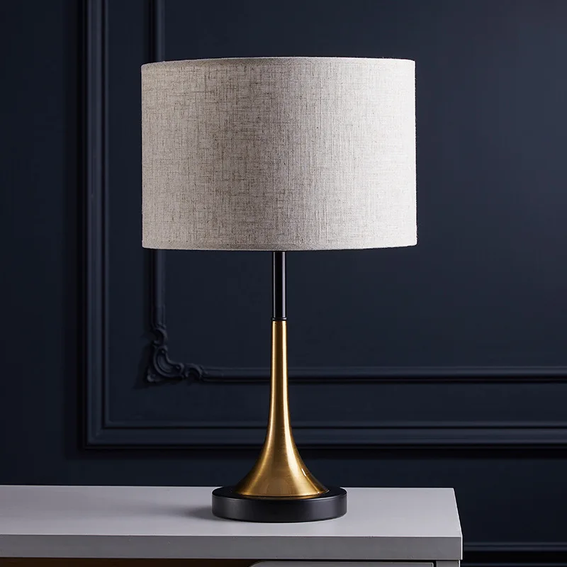 

Scandinavian Post-modern Fabric Shade Table Lamps Bedroom Bedside Lamp Model Room Hotel Decorative Led Desk Lights