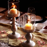 european candlestick romantic candlelight dinner props western food vintage engraving wrought iron glass valentines day