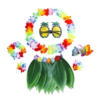 7pcsset hawaii artificial leaves skirt pineapple sunglasses summer holiday party costume wedding birthday garland wreath