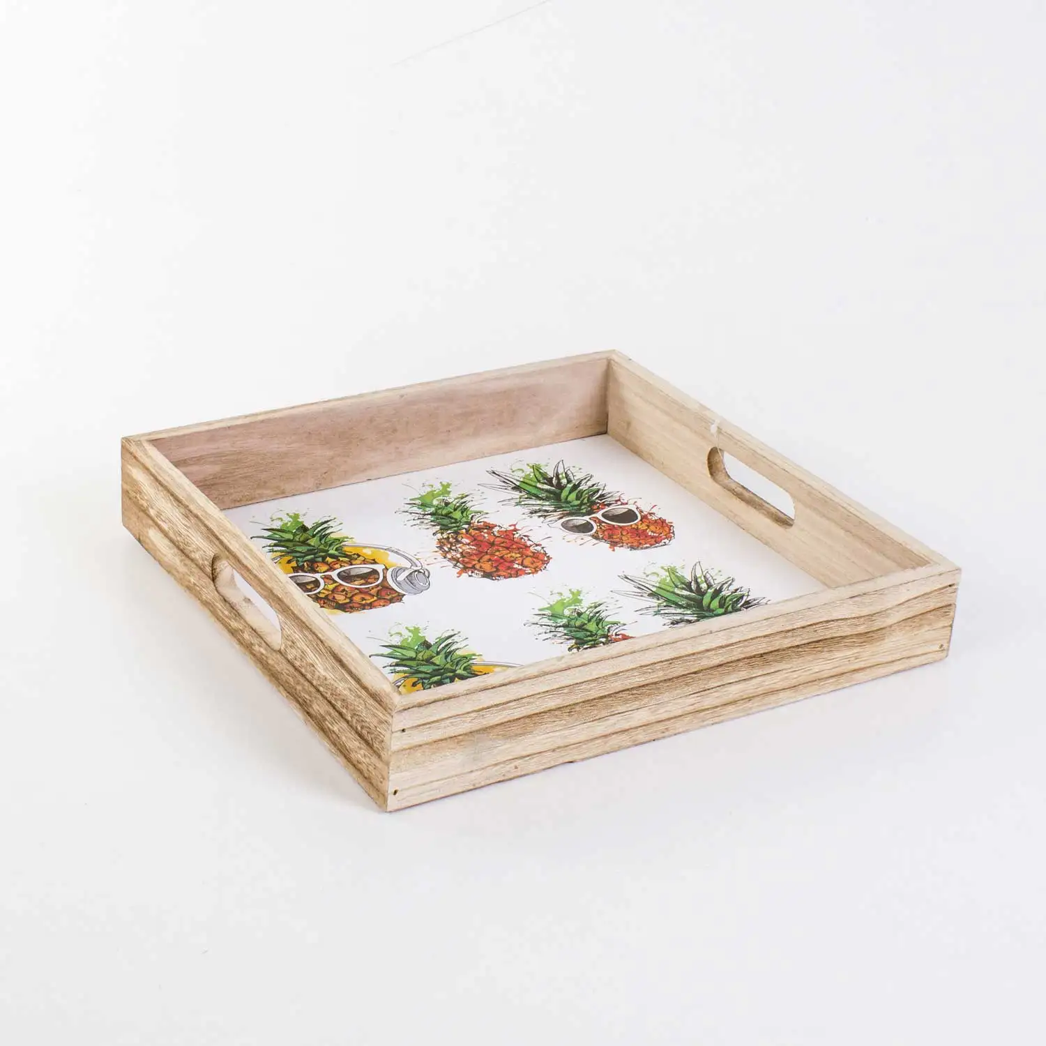 

Маленький деревянный поднос с узором в виде ананасов Euro Flora 25x25x5 см